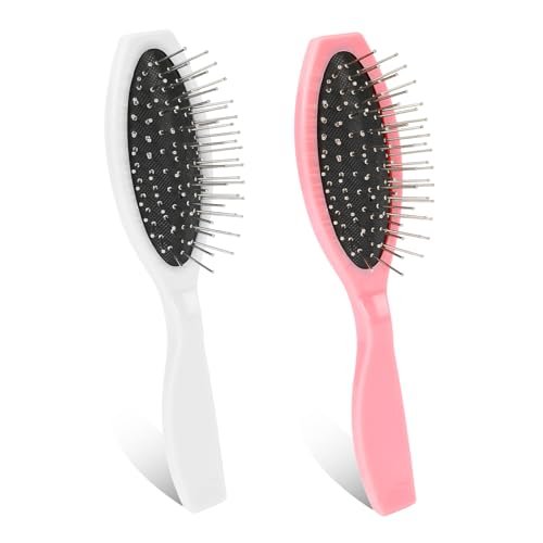 Wig Brush 2 Pcs - Stainless Steel Detangling Brushes for Synthetic & Human Hair Wigs, Portable Comb for Women - görsel 2