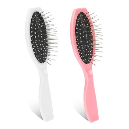 Wig Brush 2 Pcs - Stainless Steel Detangling Brushes for Synthetic & Human Hair Wigs, Portable Comb for Women
