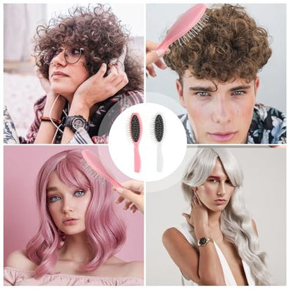 Wig Brush 2 Pcs - Stainless Steel Detangling Brushes for Synthetic & Human Hair Wigs, Portable Comb for Women