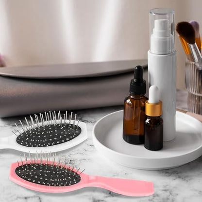 Wig Brush 2 Pcs - Stainless Steel Detangling Brushes for Synthetic & Human Hair Wigs, Portable Comb for Women