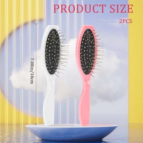 Wig Brush 2 Pcs - Stainless Steel Detangling Brushes for Synthetic & Human Hair Wigs, Portable Comb for Women - görsel 4