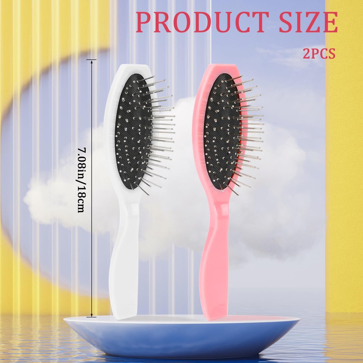 Wig Brush 2 Pcs - Stainless Steel Detangling Brushes for Synthetic & Human Hair Wigs, Portable Comb for Women - görsel 3