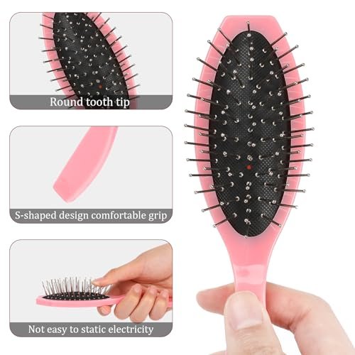 Wig Brush 2 Pcs - Stainless Steel Detangling Brushes for Synthetic & Human Hair Wigs, Portable Comb for Women - görsel 6