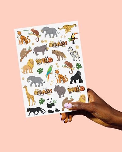 xo, Fetti Jungle Animals Temporary Tattoos - 56 Gold Foil Pcs | Wild Birthday Accessory, Safari Bachelorette Party Favor, Cute Kids Zoo Activity