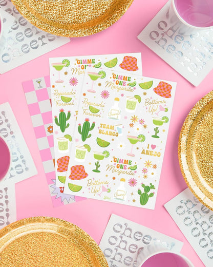 xo, Fetti Margarita Temporary Tattoos - 54 Gold Foil Pieces | Tequila Bachelorette Party Favors, Cinco De Mayo Accessories, Cactus Birthday Activity