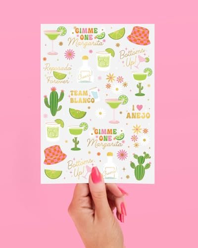 xo, Fetti Margarita Temporary Tattoos - 54 Gold Foil Pieces | Tequila Bachelorette Party Favors, Cinco De Mayo Accessories, Cactus Birthday Activity - görsel 10