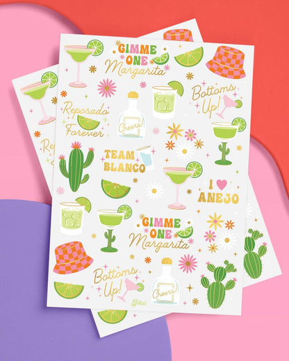 xo, Fetti Margarita Temporary Tattoos - 54 Gold Foil Pieces | Tequila Bachelorette Party Favors, Cinco De Mayo Accessories, Cactus Birthday Activity