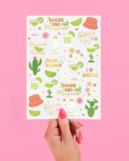 xo, Fetti Margarita Temporary Tattoos - 54 Gold Foil Pieces | Tequila Bachelorette Party Favors, Cinco De Mayo Accessories, Cactus Birthday Activity