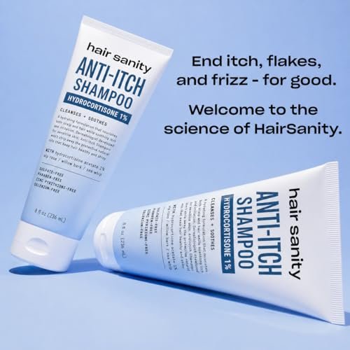 ITCHY SCALP SHAMPOO (Hydrocortisone 1%) – Anti-Itch Treatment for Dry Scalp, Eczema, & Inflammation Relief | Color Safe, Sulfate-Free, Dermatologist Patented Formula for Men & Women Avelisse