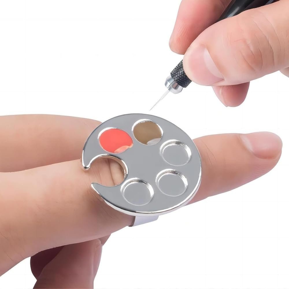 Silver Mini Manicure Palette – Metal Paint Palette for Nail Art & Makeup - görsel 9