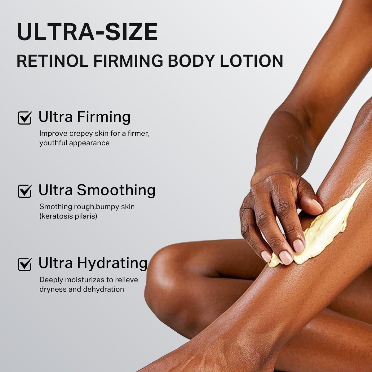 Depology Ultra-Size Firming Retinol Body Lotion for Crepey Skin & Keratosis Pilaris - Anti-Aging Moisturizer with 0.05% Retinol, AHA & Collagen, 10.14 fl oz Avelisse