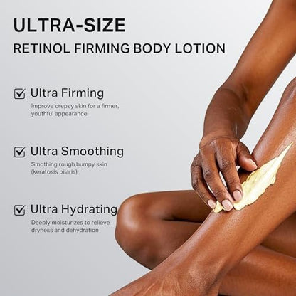 Depology Ultra-Size Firming Retinol Body Lotion for Crepey Skin & Keratosis Pilaris - Anti-Aging Moisturizer with 0.05% Retinol, AHA & Collagen, 10.14 fl oz Avelisse