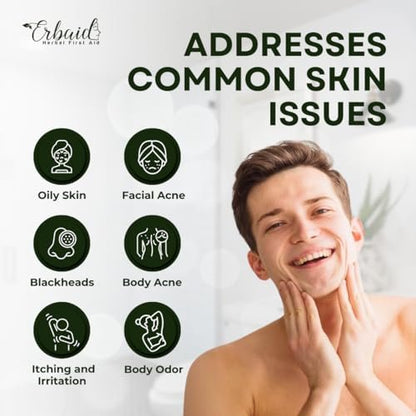 Erbaid Tea Tree Soap – Natural Defense Tea Tree Oil Wash Bar for Face & Body – Acne Fighting, Hydrating Cleanser for Calm, Fresh Skin