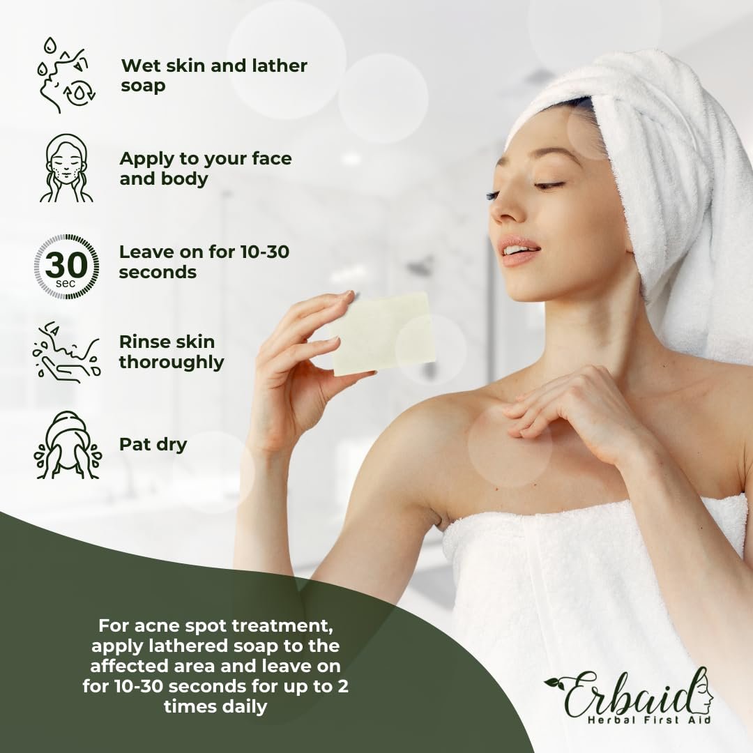 Erbaid Tea Tree Soap – Natural Defense Tea Tree Oil Wash Bar for Face & Body – Acne Fighting, Hydrating Cleanser for Calm, Fresh Skin - görsel 17