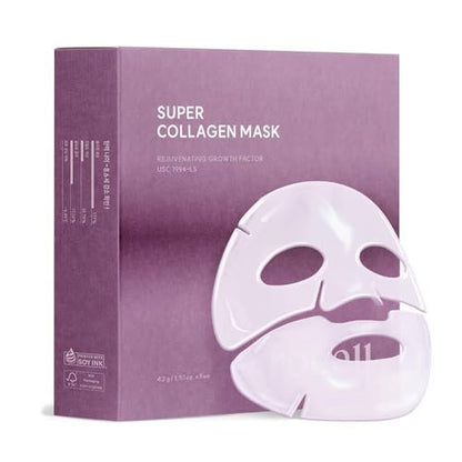 AROCELL Super Collagen Mask 8 Facial Sheet - 5,000,000ppb Low Molecular Weight Collagen Hydrogel Overnight Mask for Elasticity, Hydrating, Anti-Aging, Cooling Korean Skincare (43g x 8ea) Avelisse