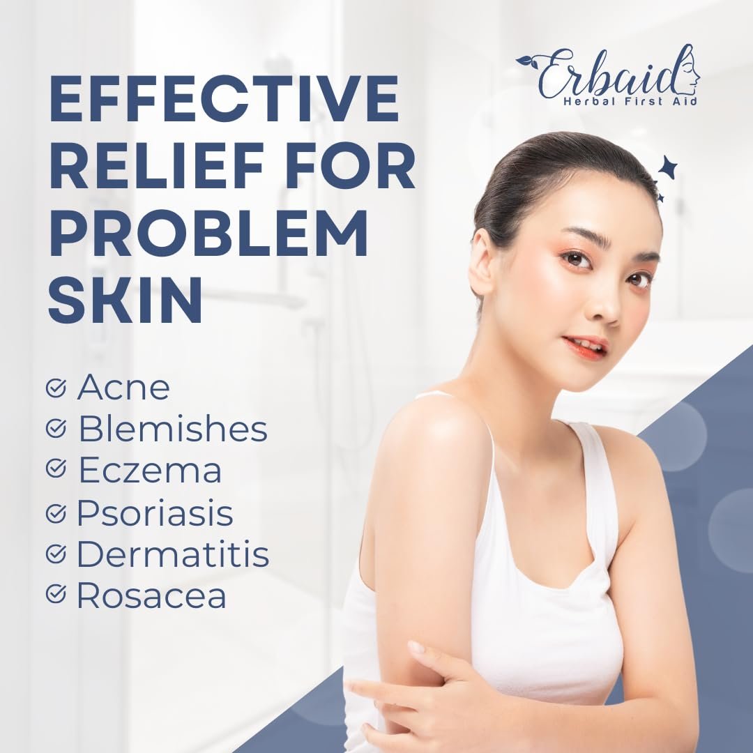 Erbaid Pyrithione Zinc Soap Bar for Face & Body – 4oz, 2% ZnP Cleanser for Acne, Rosacea, Eczema, Dermatitis, Psoriasis & Itching – Calming Zinc Facial Wash, Made in USA - görsel 5