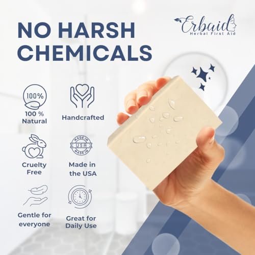 Erbaid Pyrithione Zinc Soap Bar for Face & Body – 4oz, 2% ZnP Cleanser for Acne, Rosacea, Eczema, Dermatitis, Psoriasis & Itching – Calming Zinc Facial Wash, Made in USA - görsel 8