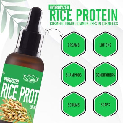 Artekas Innovation HYDROLYZED Rice Protein Liquid - Cosmetic Grade for Homemade Skin & Hair Care - 30g / 1oz Avelisse