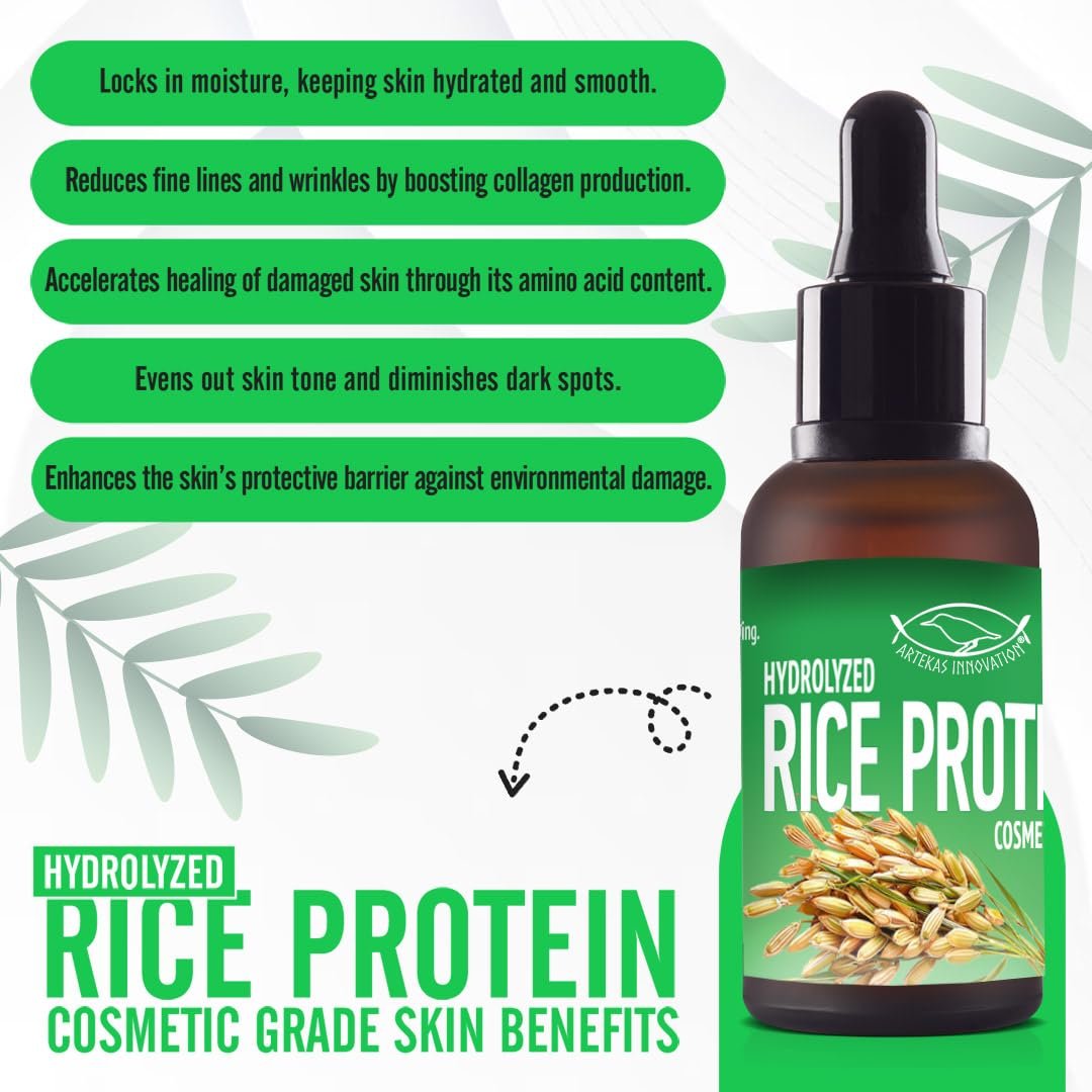 Artekas Innovation HYDROLYZED Rice Protein Liquid - Cosmetic Grade for Homemade Skin & Hair Care - 30g / 1oz Avelisse