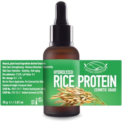 Artekas Innovation HYDROLYZED Rice Protein Liquid - Cosmetic Grade for Homemade Skin & Hair Care - 30g / 1oz Avelisse