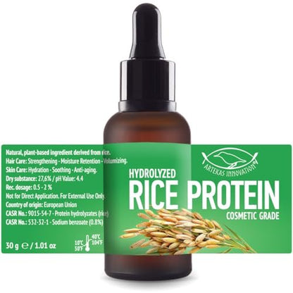 Artekas Innovation HYDROLYZED Rice Protein Liquid - Cosmetic Grade for Homemade Skin & Hair Care - 30g / 1oz Avelisse