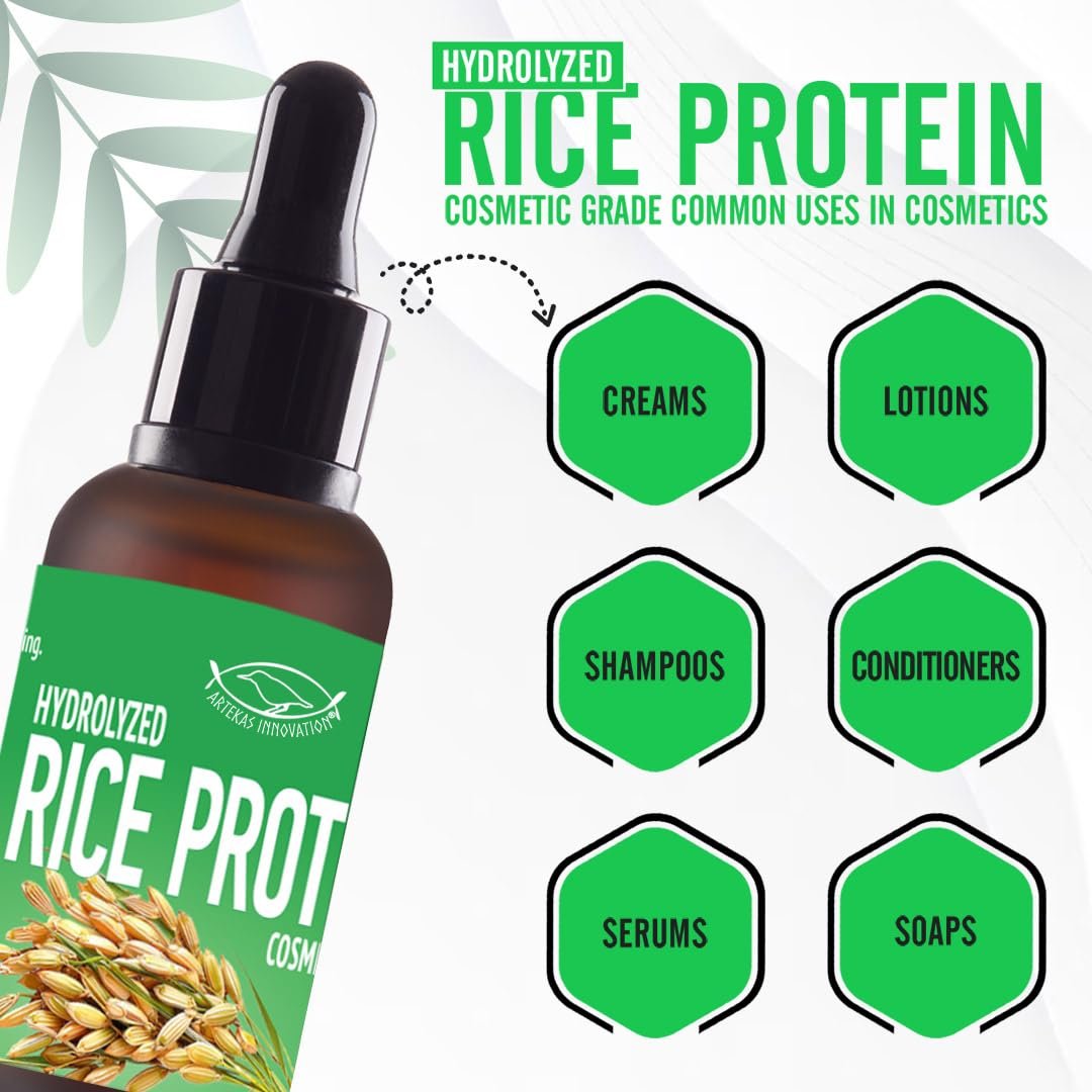 Artekas Innovation HYDROLYZED Rice Protein Liquid - Cosmetic Grade for Homemade Skin & Hair Care - 30g / 1oz Avelisse