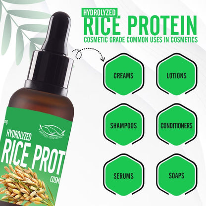 Artekas Innovation HYDROLYZED Rice Protein Liquid - Cosmetic Grade for Homemade Skin & Hair Care - 30g / 1oz Avelisse