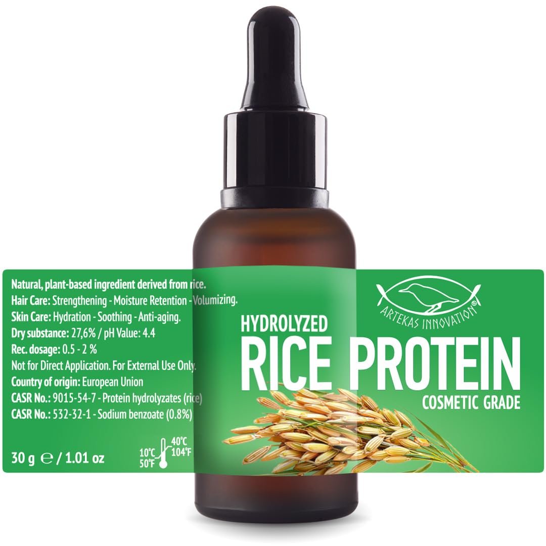 Artekas Innovation HYDROLYZED Rice Protein Liquid - Cosmetic Grade for Homemade Skin & Hair Care - 30g / 1oz Avelisse