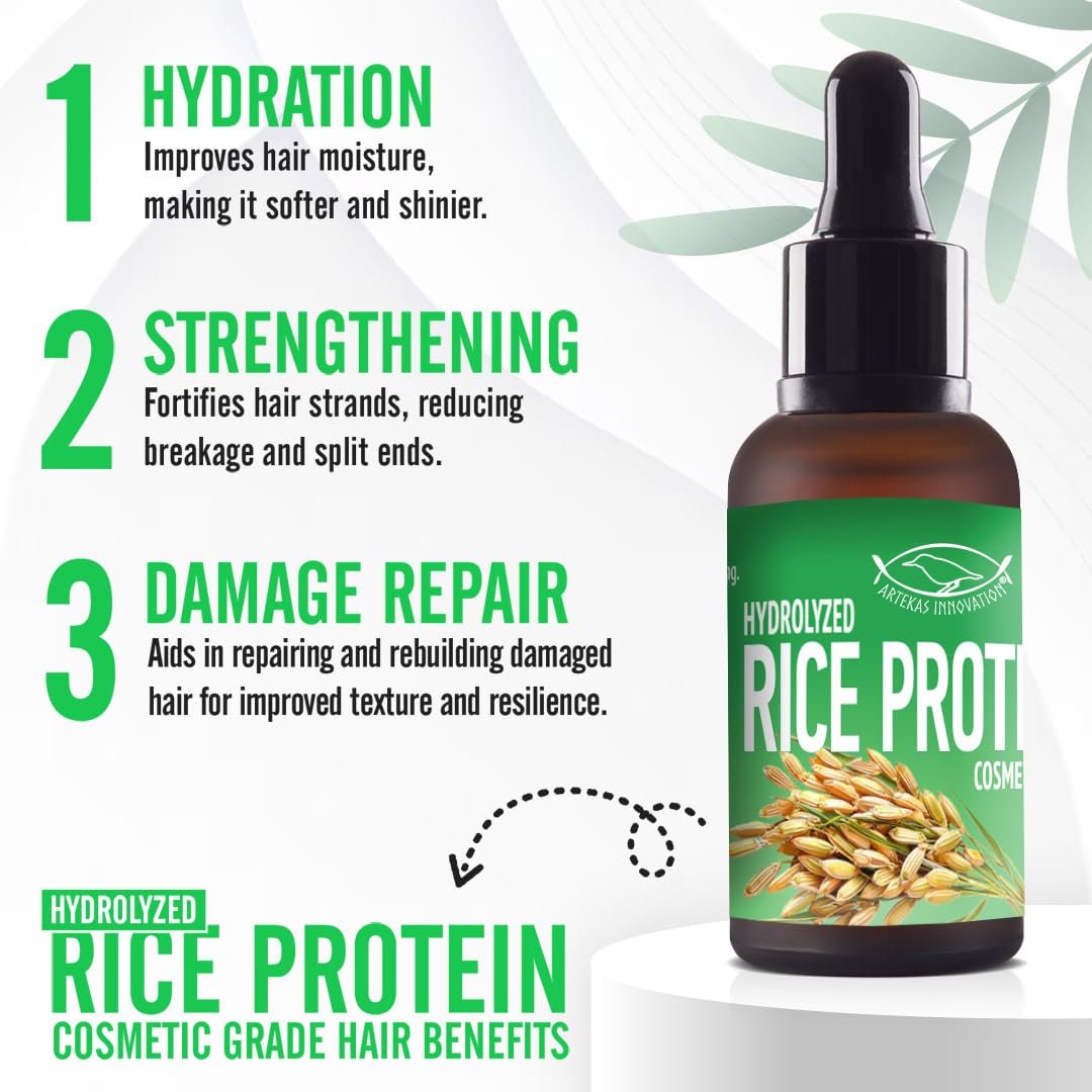 Artekas Innovation HYDROLYZED Rice Protein Liquid - Cosmetic Grade for Homemade Skin & Hair Care - 30g / 1oz Avelisse