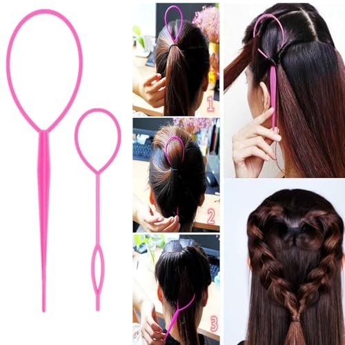 Aigee 8-Piece Hair Styling Combs Set - Pink Topsy Tail Tools, Rat Tail Comb, Teasing Brush, Edge Control Brush for Women & Girls - görsel 12