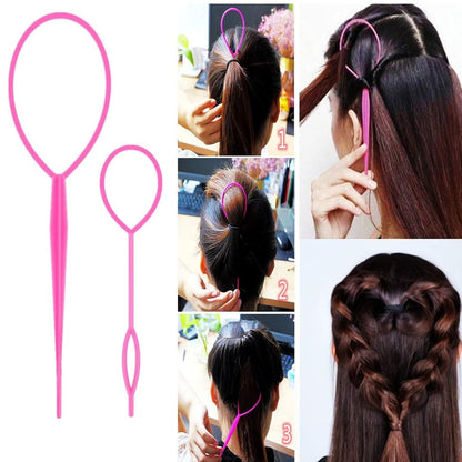 Aigee 8-Piece Hair Styling Combs Set - Pink Topsy Tail Tools, Rat Tail Comb, Teasing Brush, Edge Control Brush for Women & Girls