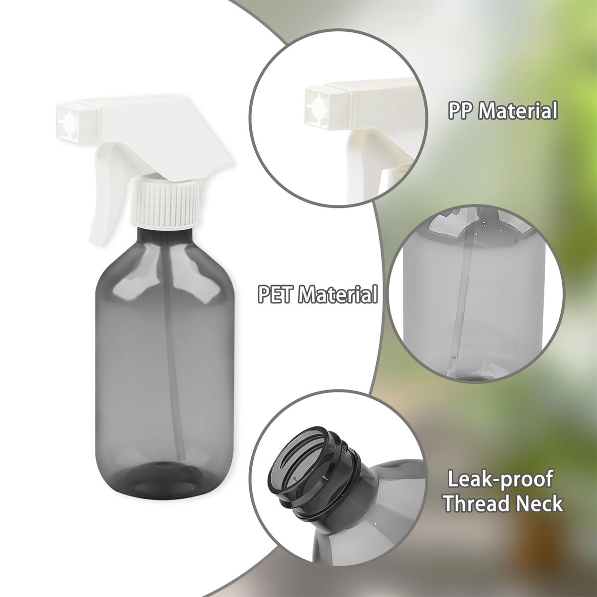 YOLCAR 300ml Clear Black Plastic Spray Bottle – Premium Adjustable Nozzle for Garden, Hair Care & Cleaning - görsel 5