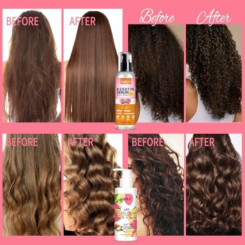 3-In-1 Styling Cream for Flyaways and Frizz - Keratin Protein Hair Serum with Moisturizing Oil - Add Shine, Anti-Frizz, Slick Back Hair Cream (3.4 Fl Oz, Pack of 2) Avelisse