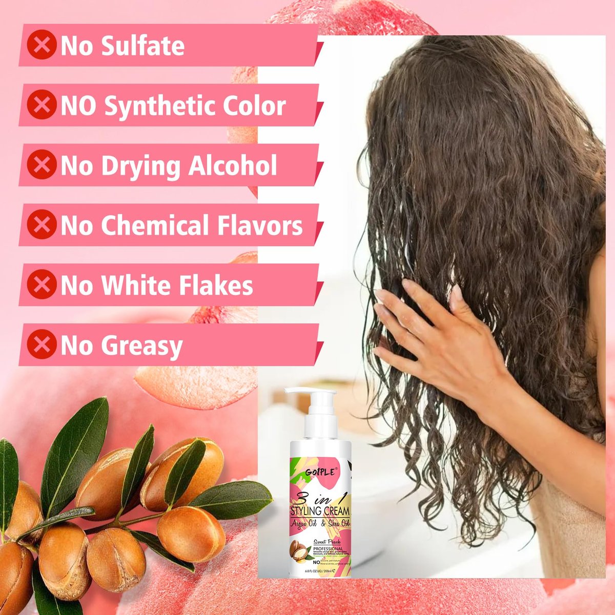 3-In-1 Styling Cream for Flyaways and Frizz - Keratin Protein Hair Serum with Moisturizing Oil - Add Shine, Anti-Frizz, Slick Back Hair Cream (3.4 Fl Oz, Pack of 2) Avelisse