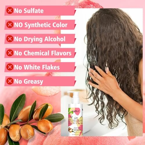 3-In-1 Styling Cream for Flyaways and Frizz - Keratin Protein Hair Serum with Moisturizing Oil - Add Shine, Anti-Frizz, Slick Back Hair Cream (3.4 Fl Oz, Pack of 2) Avelisse