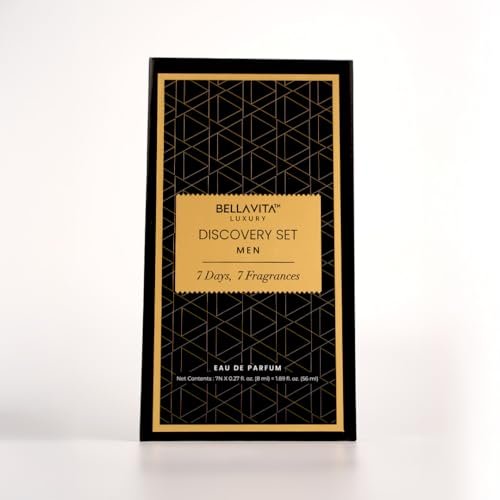 Bellavita Luxury Men's Perfume Discovery Gift Set - 7 Iconic Scents (CEO Man, G.O.A.T., OCEAN, Skai, Gold Oud, White Oud, Klub) 56ml Collection Avelisse