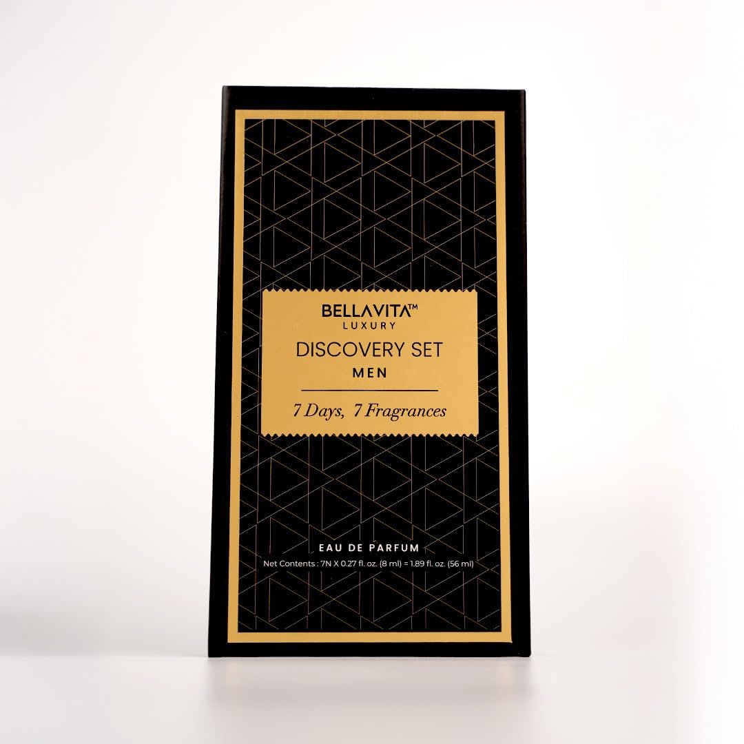 Bellavita Luxury Men's Perfume Discovery Gift Set - 7 Iconic Scents (CEO Man, G.O.A.T., OCEAN, Skai, Gold Oud, White Oud, Klub) 56ml Collection Avelisse