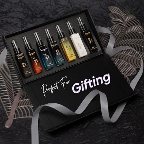 Bellavita Luxury Men's Perfume Discovery Gift Set - 7 Iconic Scents (CEO Man, G.O.A.T., OCEAN, Skai, Gold Oud, White Oud, Klub) 56ml Collection Avelisse