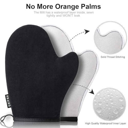 3 in 1 Self Tanning Mitts Kit – Professional Tanning Glove, Applicator Brush & Kabuki Body Brush for Streak-Free Tan Avelisse