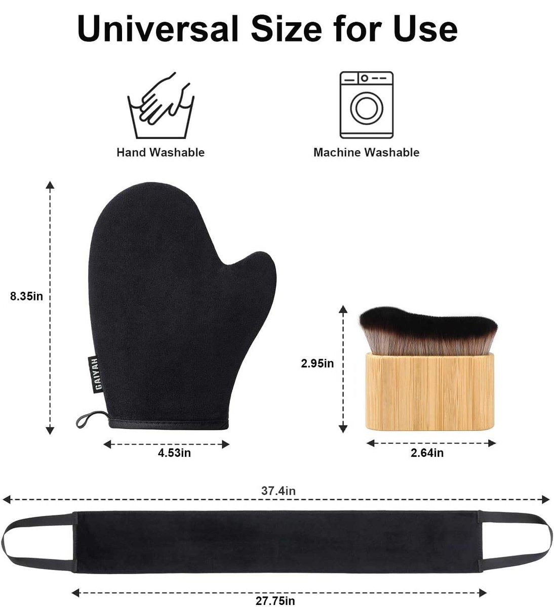 3 in 1 Self Tanning Mitts Kit – Professional Tanning Glove, Applicator Brush & Kabuki Body Brush for Streak-Free Tan Avelisse