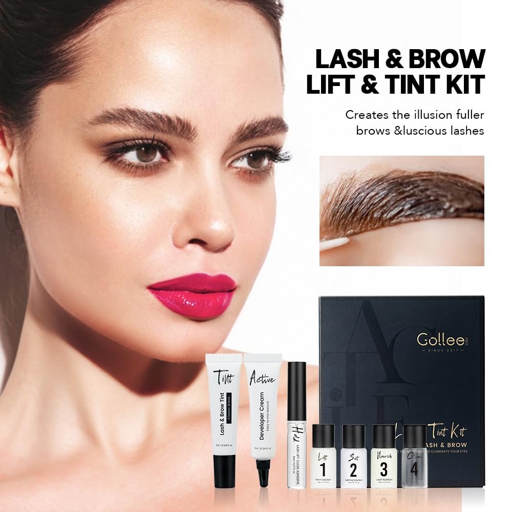 GOLLEE Lash Lift & Black Color Kit + Brow Lamination Kit – Complete Eyelash & Eyebrow Perm Set with Instructions, DIY Salon-Quality at Home Avelisse