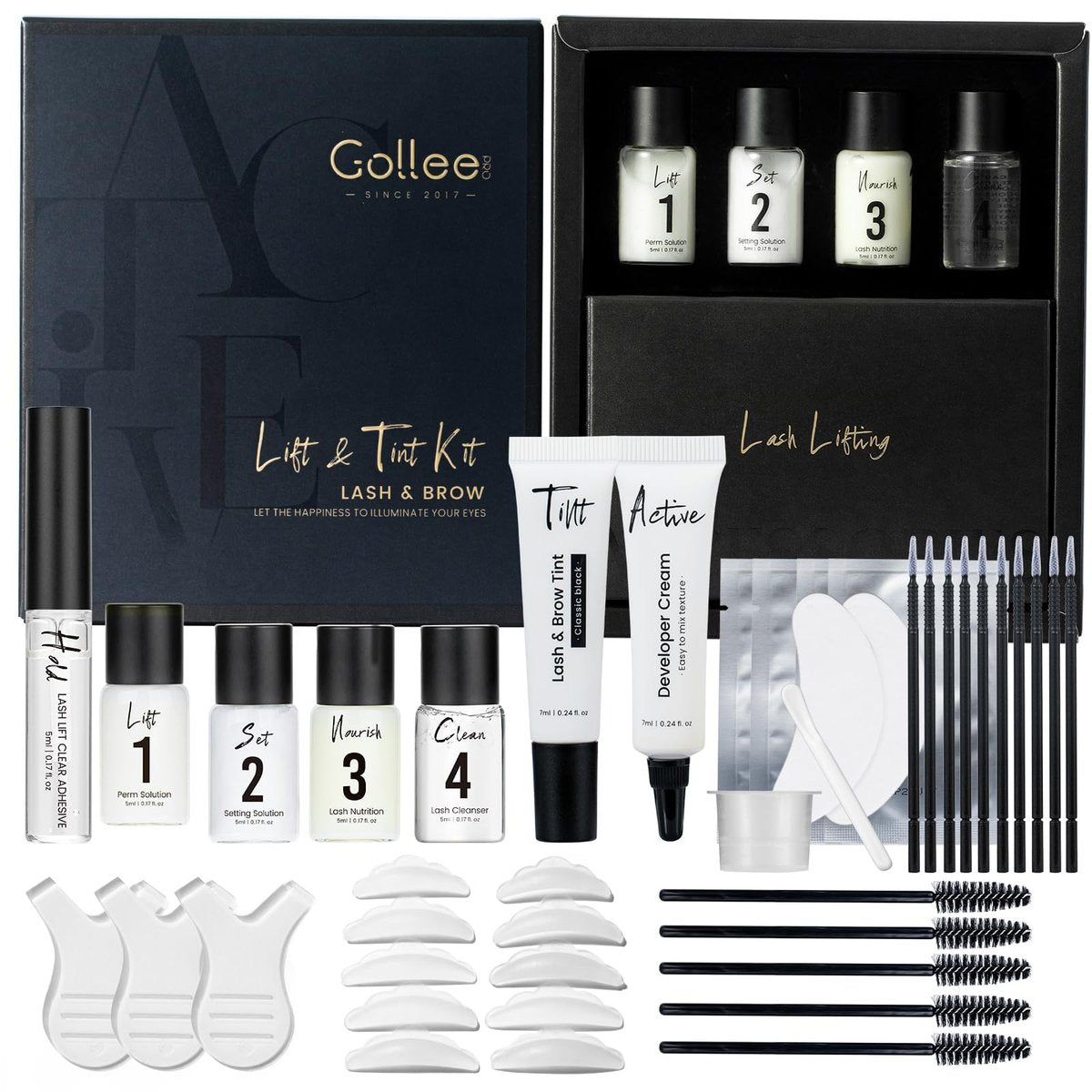 GOLLEE Lash Lift & Black Color Kit + Brow Lamination Kit – Complete Eyelash & Eyebrow Perm Set with Instructions, DIY Salon-Quality at Home Avelisse