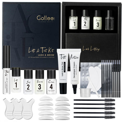 GOLLEE Lash Lift & Black Color Kit + Brow Lamination Kit – Complete Eyelash & Eyebrow Perm Set with Instructions, DIY Salon-Quality at Home Avelisse