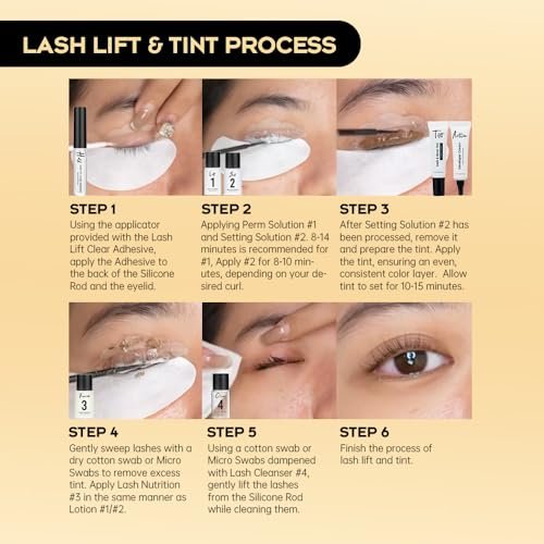 GOLLEE Lash Lift & Black Color Kit + Brow Lamination Kit – Complete Eyelash & Eyebrow Perm Set with Instructions, DIY Salon-Quality at Home Avelisse
