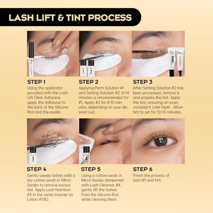 GOLLEE Lash Lift & Black Color Kit + Brow Lamination Kit – Complete Eyelash & Eyebrow Perm Set with Instructions, DIY Salon-Quality at Home Avelisse