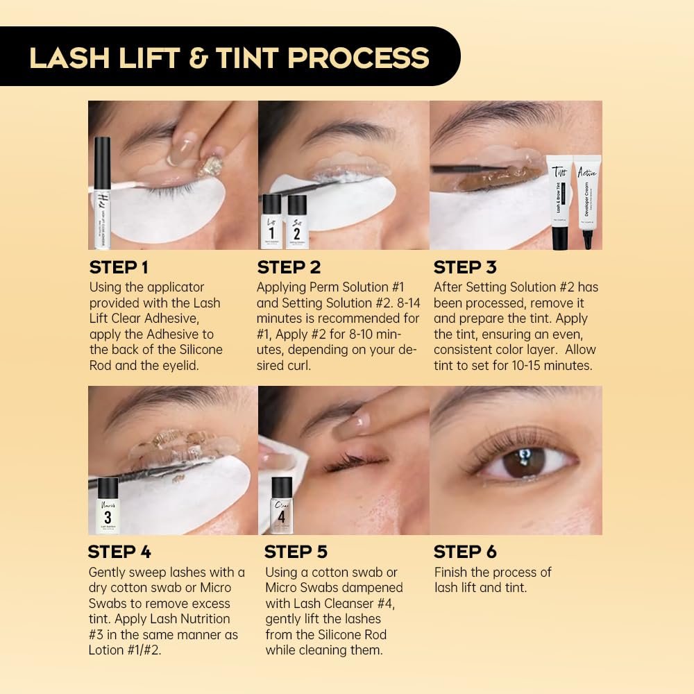 GOLLEE Lash Lift & Black Color Kit + Brow Lamination Kit – Complete Eyelash & Eyebrow Perm Set with Instructions, DIY Salon-Quality at Home Avelisse