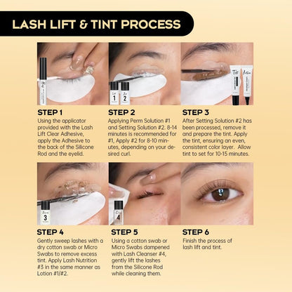 GOLLEE Lash Lift & Black Color Kit + Brow Lamination Kit – Complete Eyelash & Eyebrow Perm Set with Instructions, DIY Salon-Quality at Home Avelisse