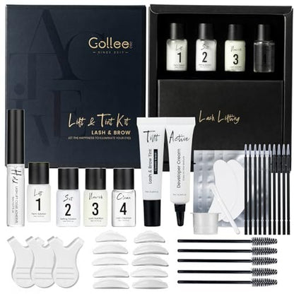 GOLLEE Lash Lift & Black Color Kit + Brow Lamination Kit – Complete Eyelash & Eyebrow Perm Set with Instructions, DIY Salon-Quality at Home Avelisse