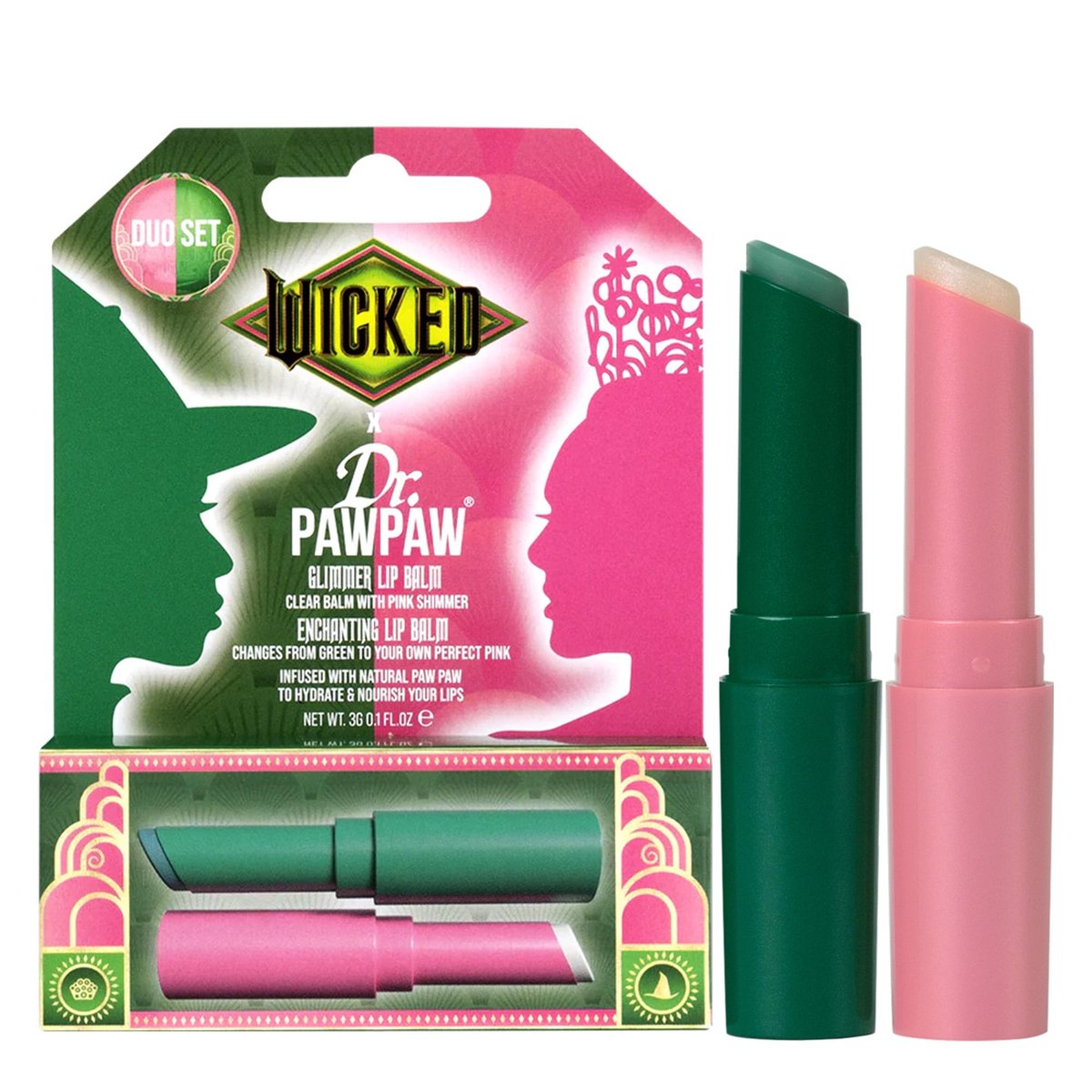 Dr. PawPaw Wicked Enchanting & Glimmer Lip Balm Duo - Moisturizing Tinted Lip Balm for Women - Vegan & Nourishing (2 Pack) Avelisse