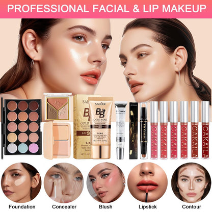 All in One Makeup Kit for Women, Teens & Girls – Complete Travel Makeup Set with Eyeshadow, Lipstick, Eyeliner, Eyebrow Pencil & Brush Set – Perfect for Beginners and Professionals (Natural) Avelisse